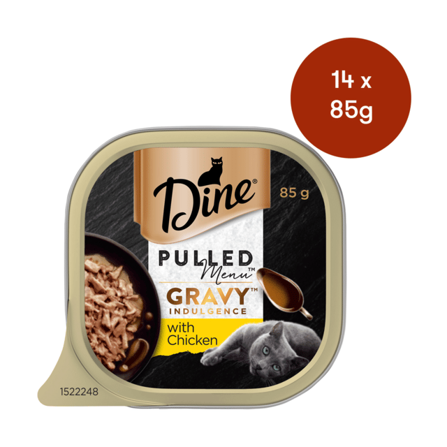 Dine Pulled Menu Gravy Indulgence With Chicken Adult Wet Cat Food - 85g X 14