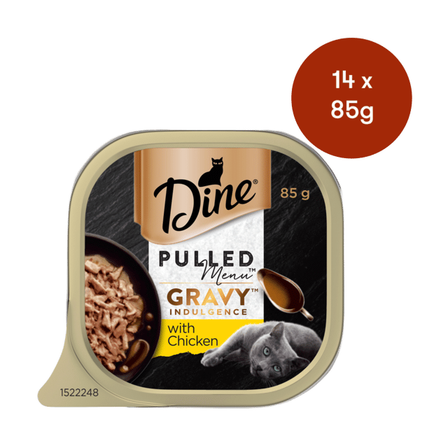 Dine Pulled Menu Gravy Indulgence With Chicken Adult Wet Cat Food - 85g X 14