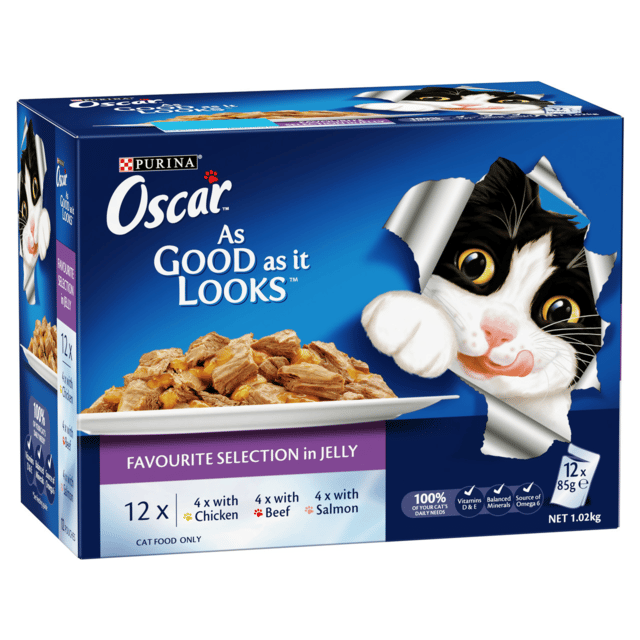 Oscar Favourites Selection In Jelly Adult Wet Cat Food Variety Pack - 85g X 24