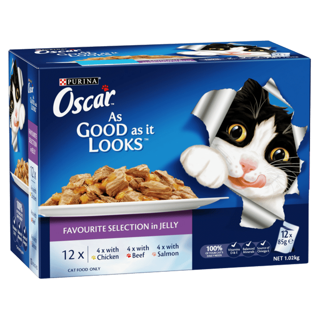 Oscar Favourites Selection In Jelly Adult Wet Cat Food Variety Pack - 85g X 24