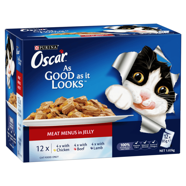 Oscar Meat Menus In Jelly Adult Wet Cat Food Variety Pack - 85g X 24