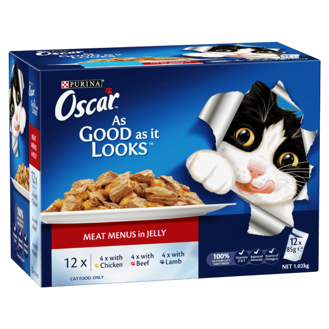 Oscar Meat Menus In Jelly Adult Wet Cat Food Variety Pack - 85g X 24