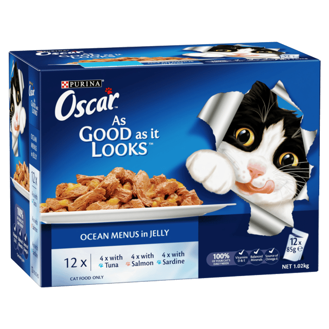Oscar Ocean Menus In Jelly Adult Wet Cat Food Variety Pack - 85g X 24