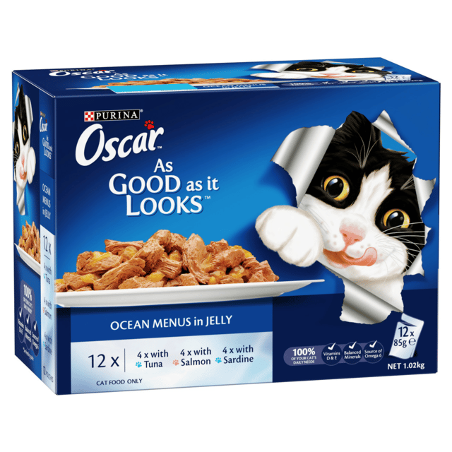 Oscar Ocean Menus In Jelly Adult Wet Cat Food Variety Pack - 85g X 36
