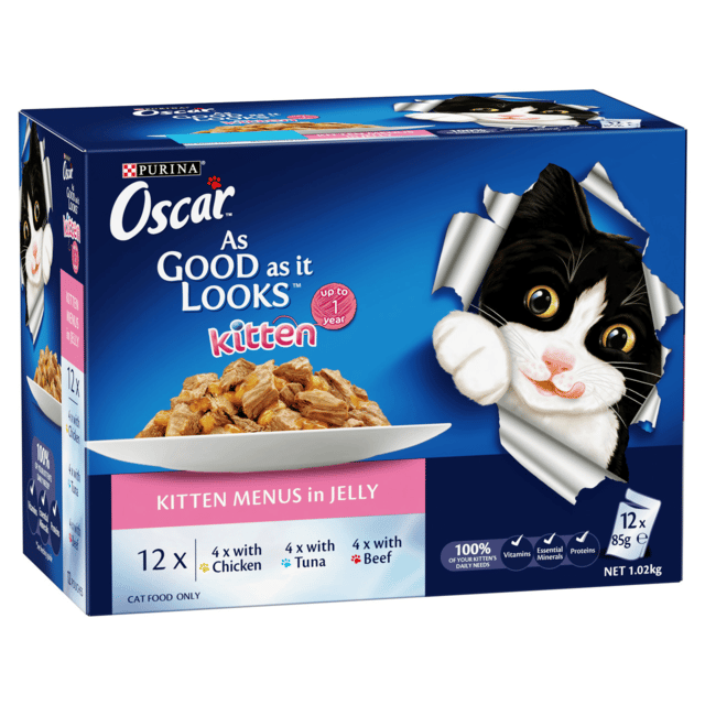 Oscar Menus In Jelly Kitten Wet Cat Food Variety Pack - 85g X 48