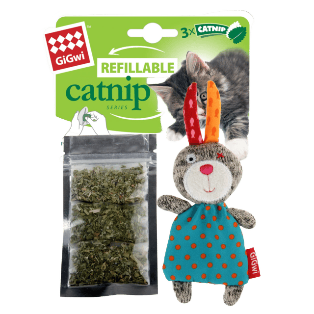 Gigwi Refillable Catnip Teabag Colourful Rabbit Cat Toy - Rabbit