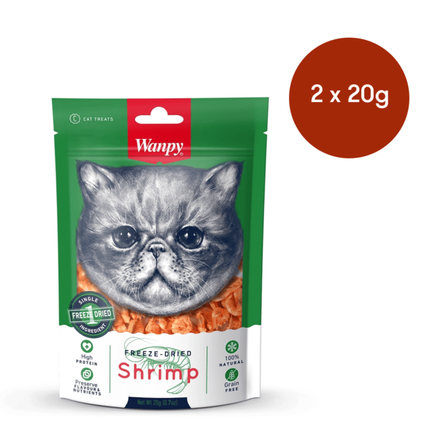 Wanpy Freeze Dried Shrimp Cat Treats - 40g (2 X 20g Bags)