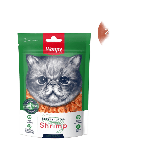 Wanpy Freeze Dried Shrimp Cat Treats - 40g (2 X 20g Bags)