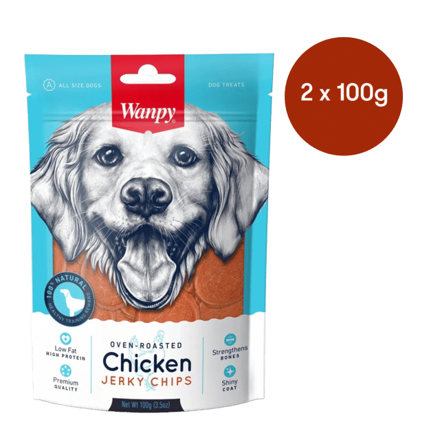 Wanpy Oven Roasted Chicken Jerky Chips Dog Treats - 500g (5 X 100g Bags)