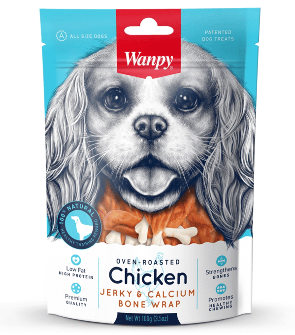Wanpy Oven Roasted Chicken Jerky & Calcium Bone Wrap Dog Treats