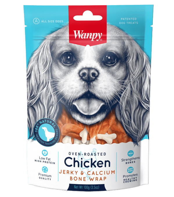 Wanpy Oven Roasted Chicken Jerky & Calcium Bone Wrap Dog Treats