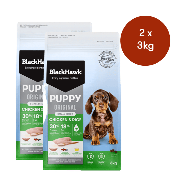 Black Hawk Original Small Breed Puppy Chicken & Rice Dry Dog Food - 6kg (2 X 3kg)
