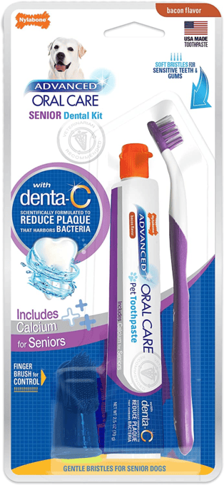 Nylabone Advanced Oral Care Senior Dog Dental Kit Bacon Flavour