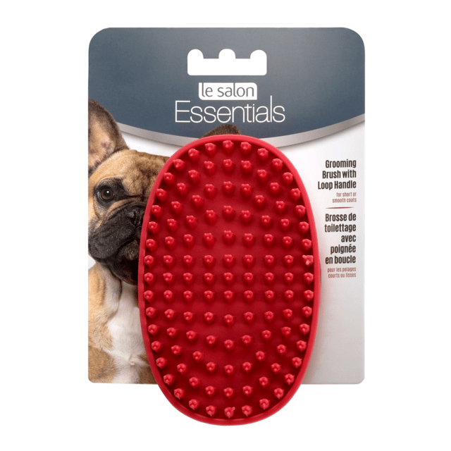 Le Salon Essentials Dog Rubber Grooming Brush With Loop Handle - Short Hair