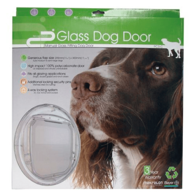 PET-Corp Versatile Manual Glass Fitting Dog Door - Clear