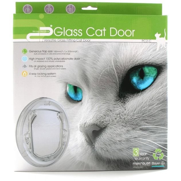 PET-Corp Versatile Glass Fitting Cat Door - Clear