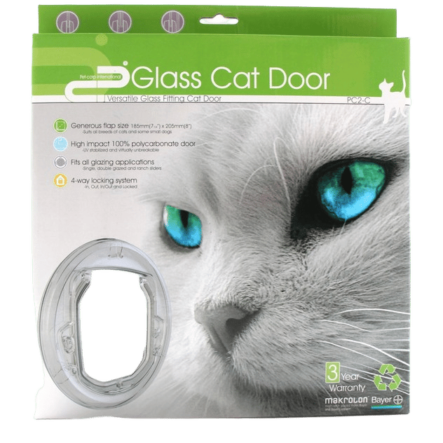 PET-Corp Versatile Glass Fitting Cat Door - Clear