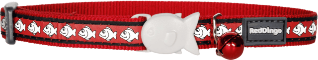 Red Dingo Reflective Fish Cat Collar - Red