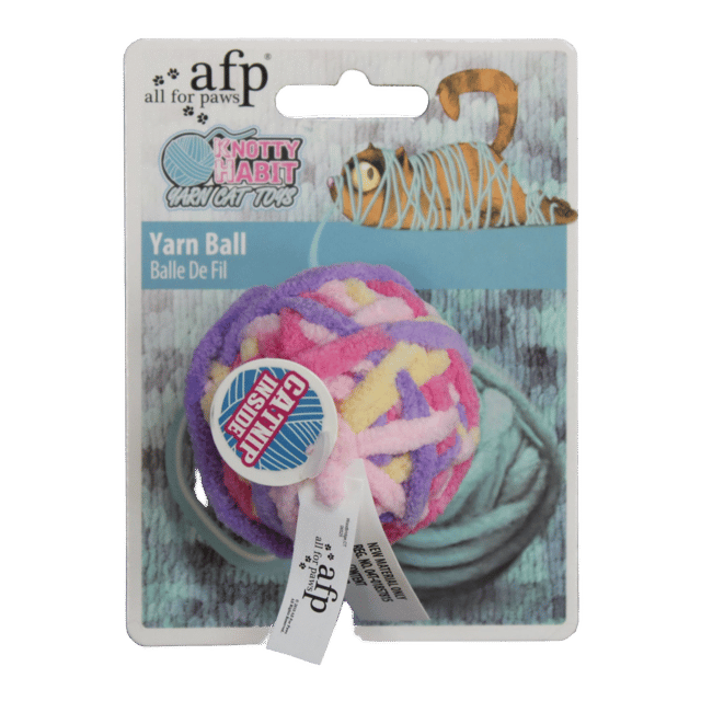 All For Paws Knotty Habit Yarn Ball Cat Toy - Assorted Colours