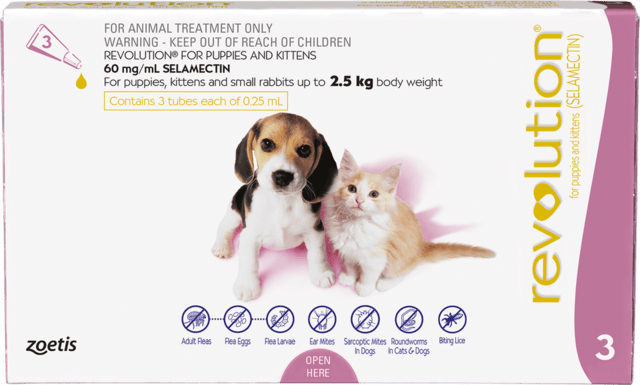 Revolution Spot-On Flea & Mite Treatment For Kittens & Puppies - 3 Pack