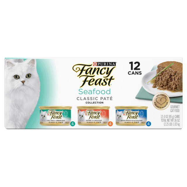 Fancy Feast Classic Pate Seafood Collection Wet Cat Food Variety Pack - 85g X 24 (2 Pack)