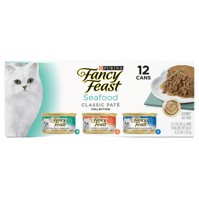 Fancy Feast Classic Pate Seafood Collection Wet Cat Food Variety Pack - 85g X 24 (2 Pack)