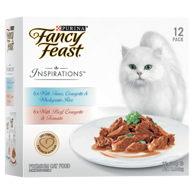 Fancy Feast Inspirations Tuna Courgette & Rice And Beef Courgette & Tomato Wet Cat Food Variety Pack - 70g X 12