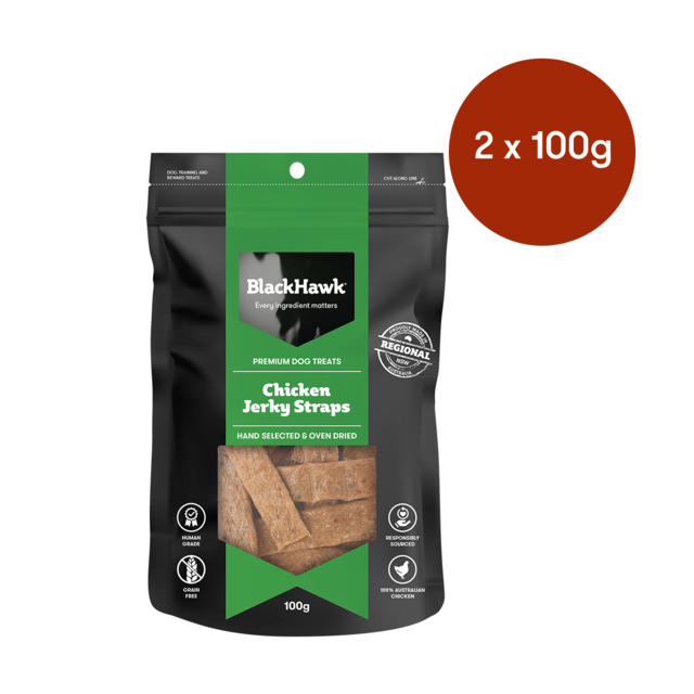 Black Hawk Chicken Jerky Straps Dog Treats - 200g (2 X 100g Bags)