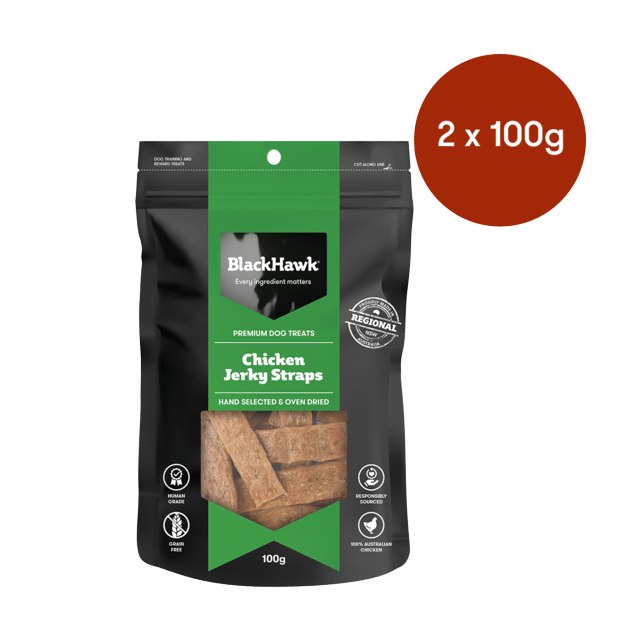 Black Hawk Chicken Jerky Straps Dog Treats - 200g (2 X 100g Bags)