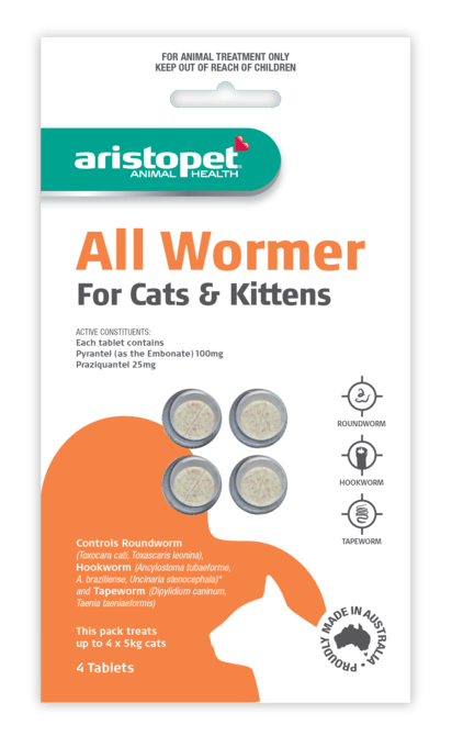Aristopet All Wormer Tablets For Cats - 5kg - 4 Pack