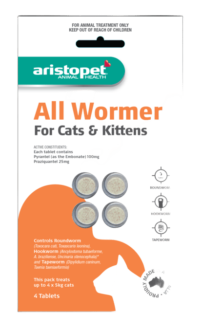 Aristopet All Wormer Tablets For Cats - 5kg - 4 Pack