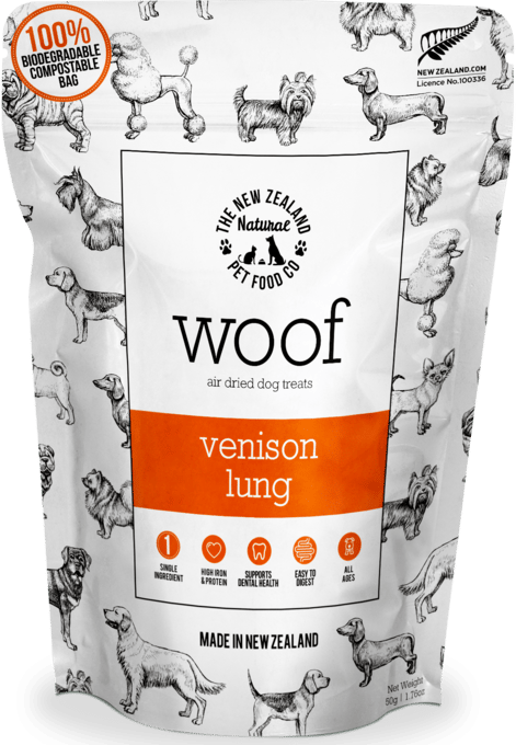 The NZ Natural PET Food Co Woof Venison Lung Dog Treats