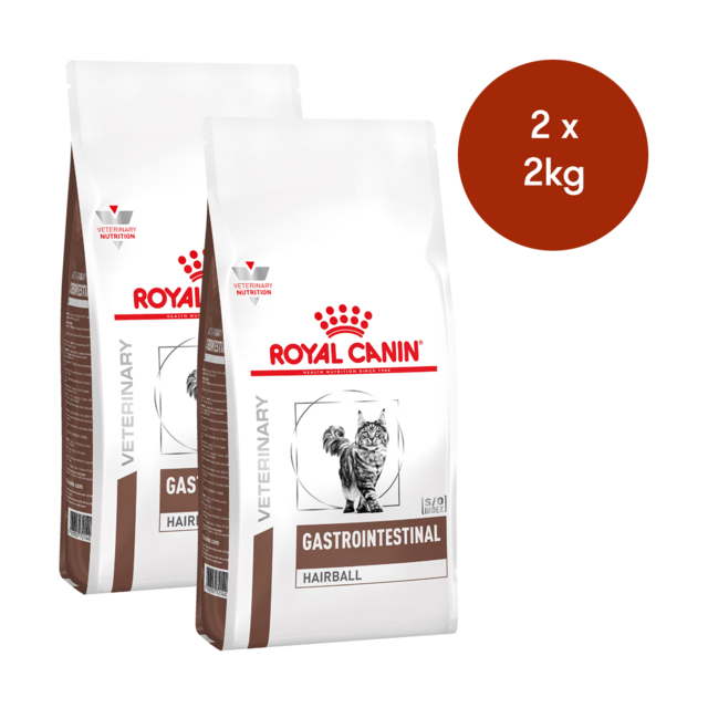 Royal Canin Vet Gastrointestinal Hairball Dry Cat Food - 4kg (2 X 2kg Bags)