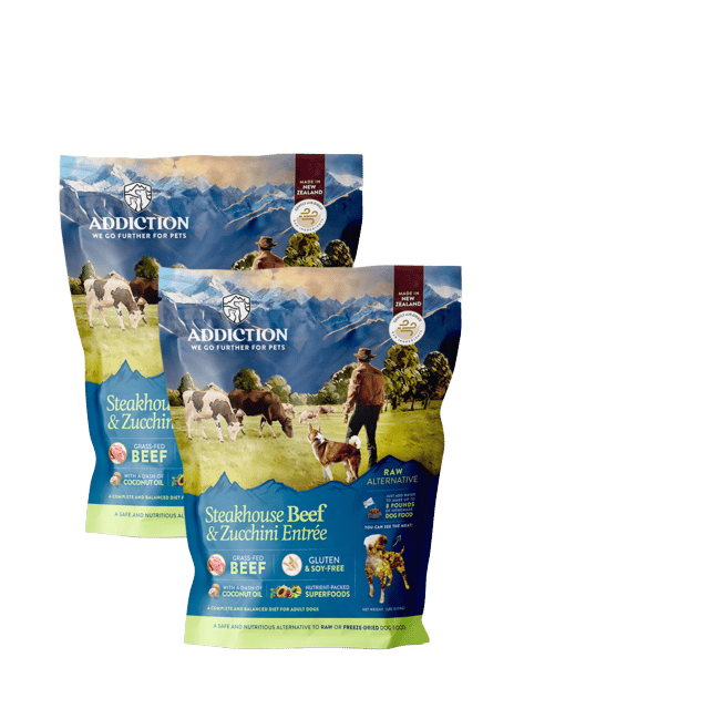 Addiction Grain-Free Steakhouse Beef & Zucchini Entrée Air Dried Dog Food - 1.8kg (2 X 900g Bags)