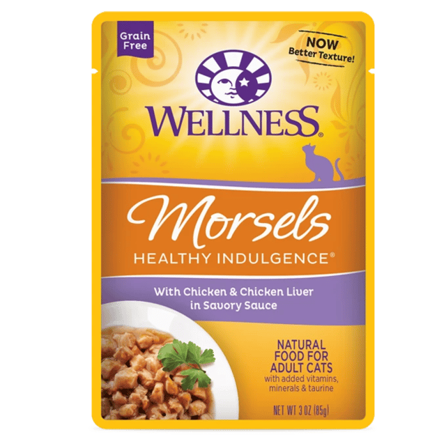 Wellness Morsels Chicken & Chicken Liver Adult Wet Cat Food - 85g X 48