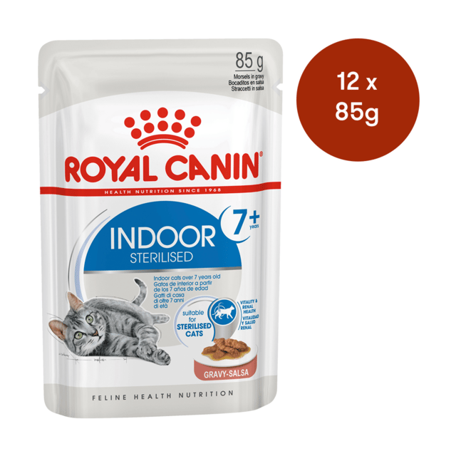 Royal Canin Indoor 7+ Gravy Senior Wet Cat Food - 85g X 12