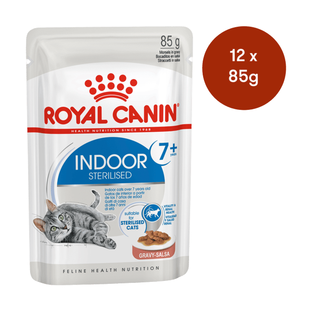 Royal Canin Indoor 7+ Gravy Senior Wet Cat Food - 85g X 12