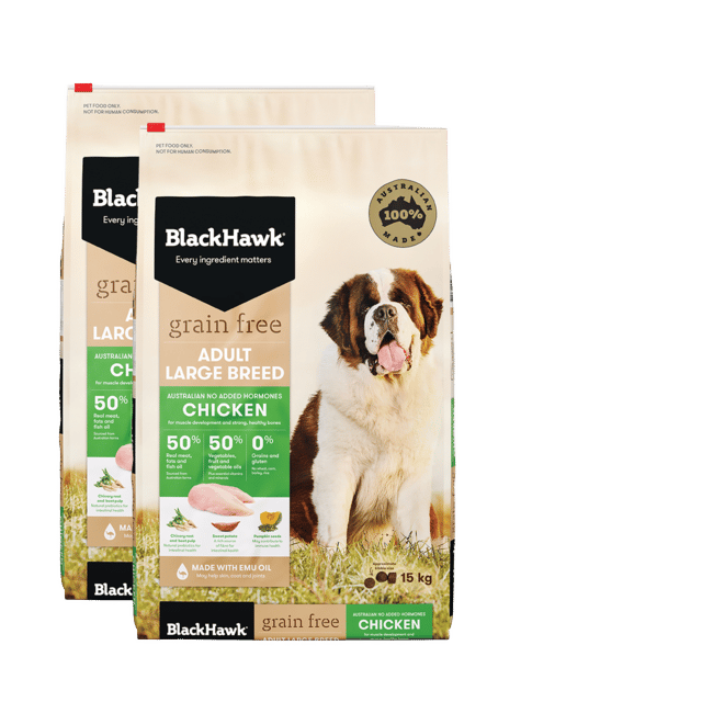 Black Hawk Grain Free Adult Large Breed Chicken Dry Dog Food - 30kg (2 X 15kg Bags)