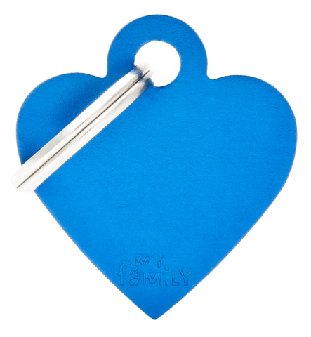 My Family Cat And Dog Basic Heart Tag - Blue, Small