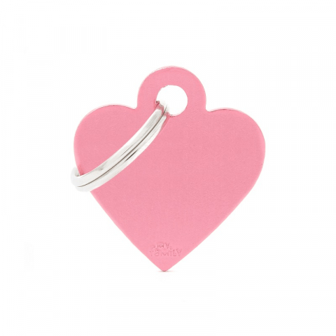 My Family Cat And Dog Basic Heart Tag - Pink, Small