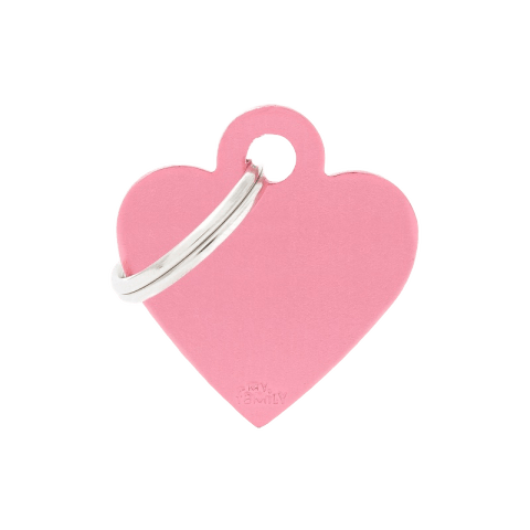 My Family Cat And Dog Basic Heart Tag - Pink, Small
