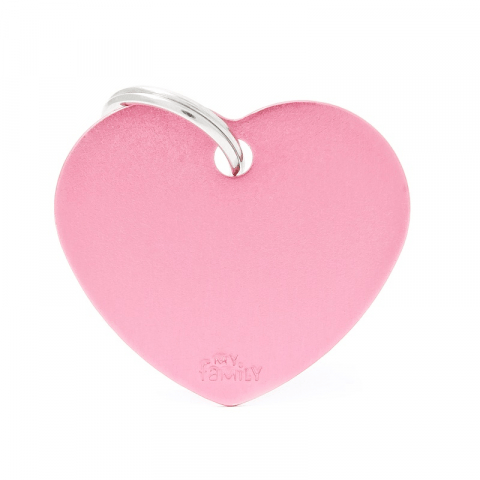 My Family Cat And Dog Basic Heart Tag - Pink, Large