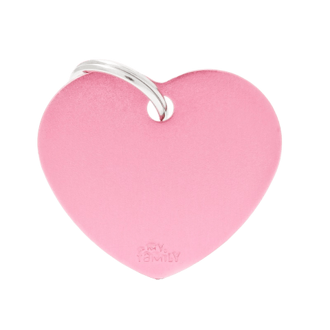 My Family Cat And Dog Basic Heart Tag - Pink, Large