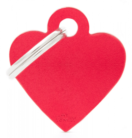 My Family Cat And Dog Basic Heart Tag - Red, Small