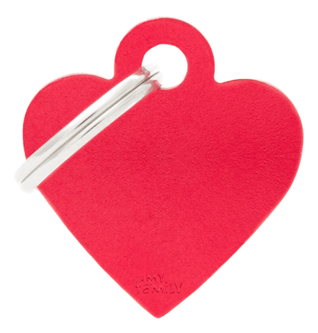 My Family Cat And Dog Basic Heart Tag - Red, Small
