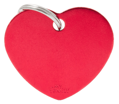 My Family Cat And Dog Basic Heart Tag - Red, Large