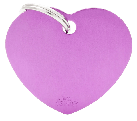My Family Cat And Dog Basic Heart Tag - Purple, Large