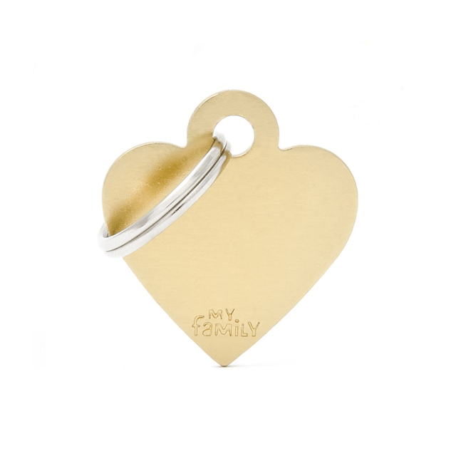 My Family Cat And Dog Basic Heart Tag - Small, Gold