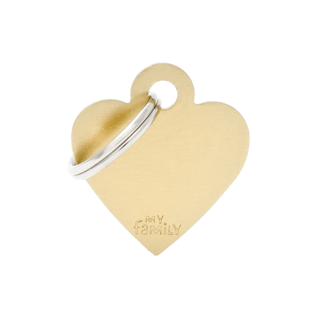 My Family Cat And Dog Basic Heart Tag - Small, Gold