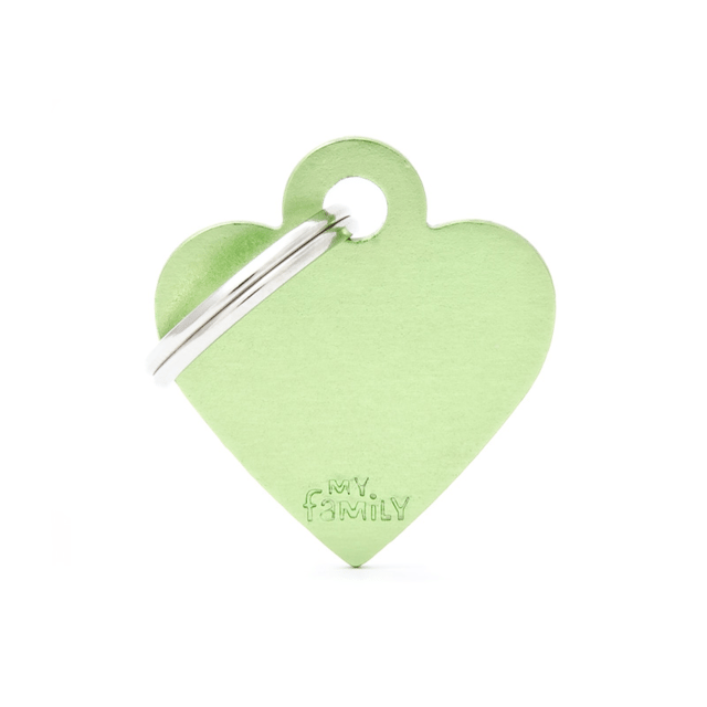 My Family Cat And Dog Basic Heart Tag - Small, Lime